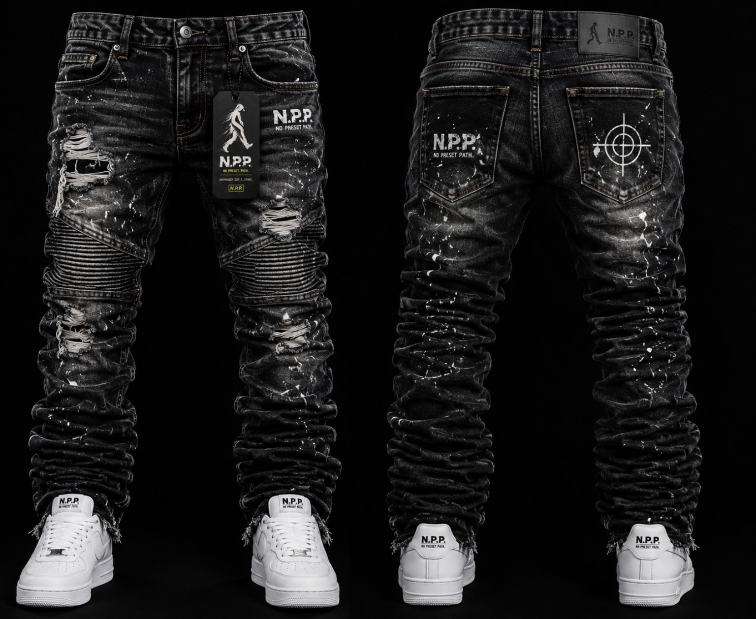 Blackout Biker Stacked Denim